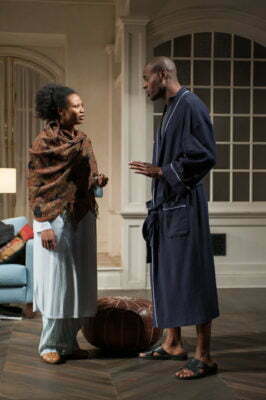 (right to left) Alioune (Chris Boykin) calms his wife, Amina (ensemble member Alana Arenas) in Steppenwolf Theatre Company’s production of Belleville by Amy Herzog, directed by Anne Kauffman. Belleville runs June 27 – August 25, 2013 in Steppenwolf’s Downstairs Theatre (1650 N Halsted St).  