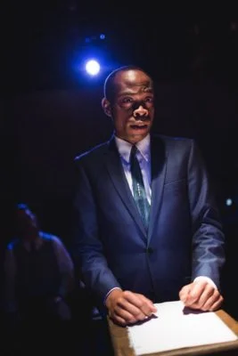 This House Believes the American Dream is at the Expense of the American Negro Johnard Washington as James Baldwin. Photos by Joe Mazza.