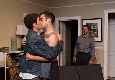 The Lisbon Traviata Paul-Luke-Daigle-and-Mike-Joel-Reitsma-share-an-intimate-moment-as-Stephen-Joe-McCauley-teems-with-anger-in-Eclipse-Theatres-THE-LISBON-TRAVIATA.-Photo-by-Scott-Dray.