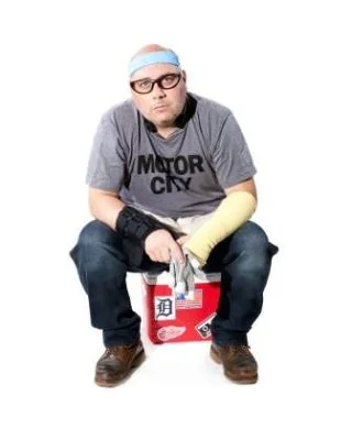 Man on cooler