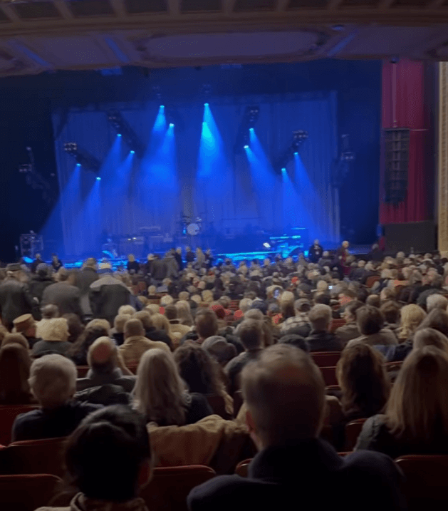 Interior view of the Goodman Theatre stage in Chicago, showing the performance space and seating